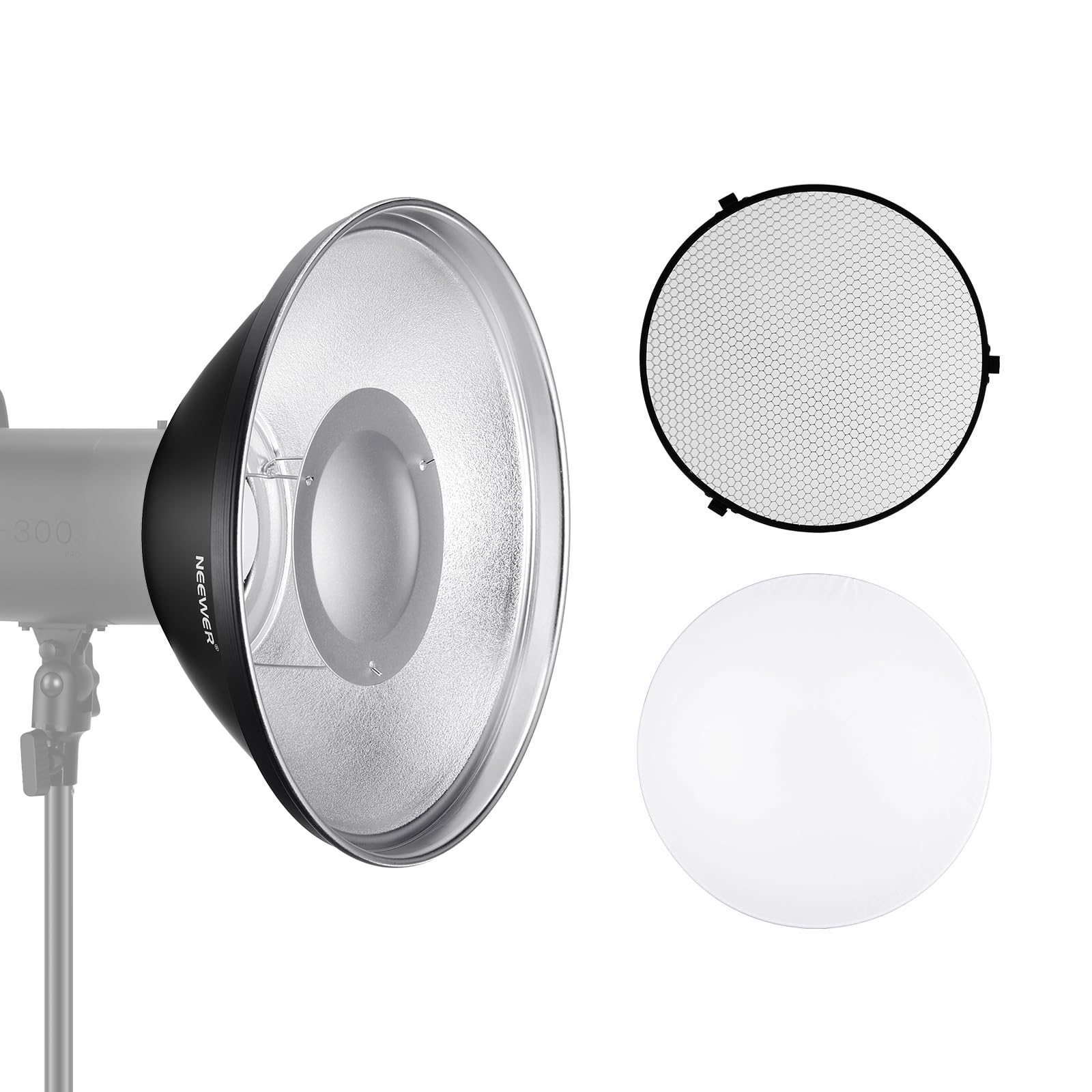 NEEWER Metal Beauty Dish Bowens Mount Reflector Set White Diffuser with Honeycomb Grid Strobe Flash Video Light Compatible with Godox AD600 NEEWER
NEEWER Metal Beauty Dish Bowens Mount Reflector Set White Diffuser with Honeycomb Grid Strobe Flash Video Light Compatible with Godox AD600 NEEWER