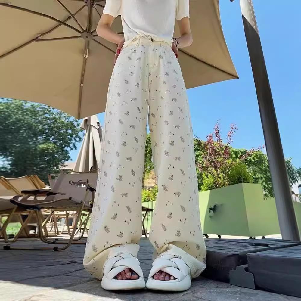 Teddy Bear Print Wide-Leg High-Waist Jeans for Women - Autumn Casual Straight-Leg Floor-Length Trousers L: Height 155-165CM (54.5-60 kg)
Teddy Bear Print Wide-Leg High-Waist Jeans for Women - Autumn Casual Straight-Leg Floor-Length Trousers L: Height 155-165CM (54.5-60 kg)