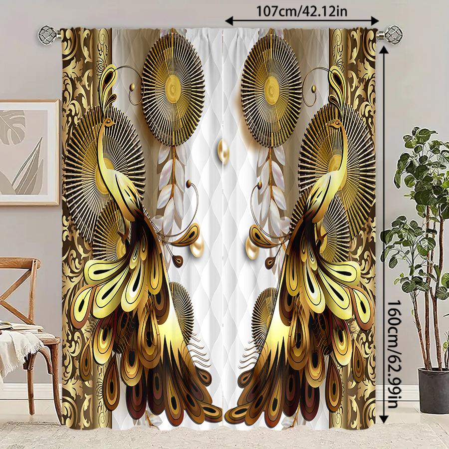 Golden Peacock Pattern Printed Curtains Christmas Decorations Bedroom Living Room Home Decoration Curtain For Made Of Polyester W100*H70(CM)-Hooks&1PCS
Golden Peacock Pattern Printed Curtains Christmas Decorations Bedroom Living Room Home Decoration Curtain For Made Of Polyester W100*H70(CM)-Hooks&1PCS