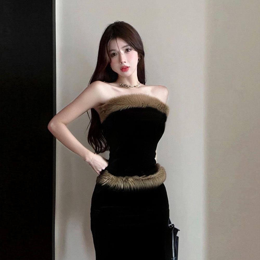 European 2026 Velvet Patchwork Strapless Vest & Fishtail Skirt Two-Piece Set Small
European 2026 Velvet Patchwork Strapless Vest & Fishtail Skirt Two-Piece Set Small