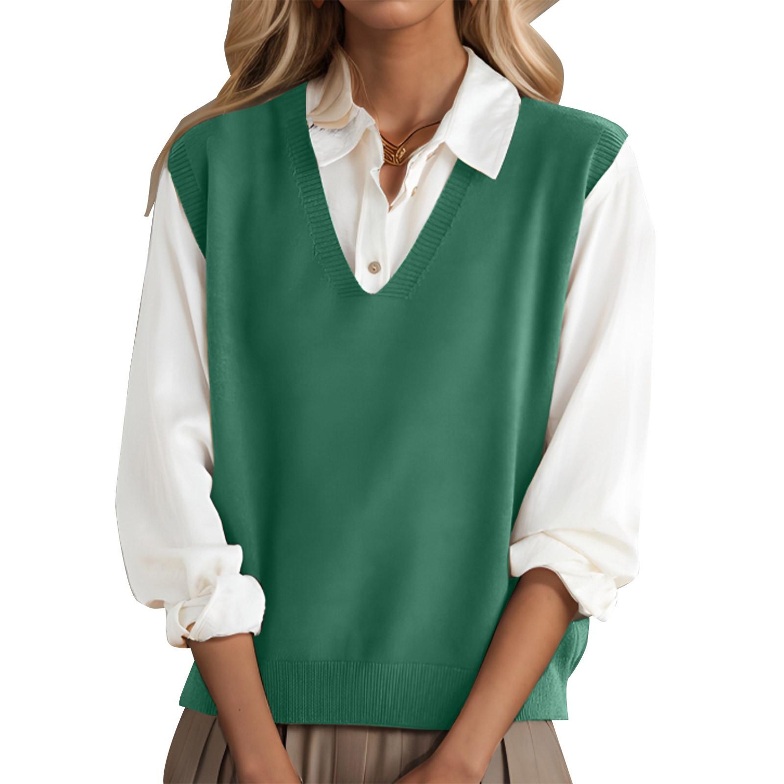 Women’s V Neck Knitted Sweater Vest Loose Fit Pullover Sleeveless Top with Ribbed Hem for Layered Outfits Casual Wear L
Women’s V Neck Knitted Sweater Vest Loose Fit Pullover Sleeveless Top with Ribbed Hem for Layered Outfits Casual Wear L