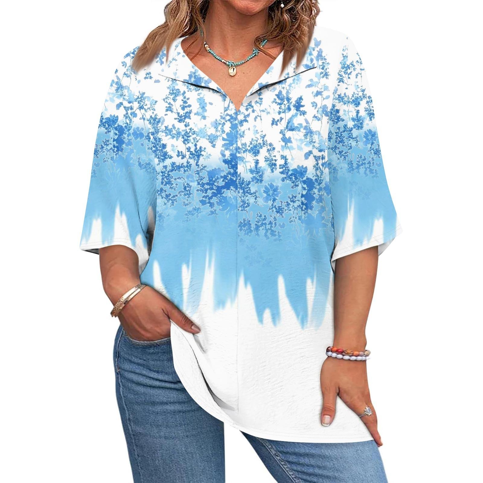 Women s Fashion Casual Printed V-Neck 1/2 Sleeve Large Size T-Shirt Top XL небо синє кольору
Women s Fashion Casual Printed V-Neck 1/2 Sleeve Large Size T-Shirt Top XL небо синє кольору