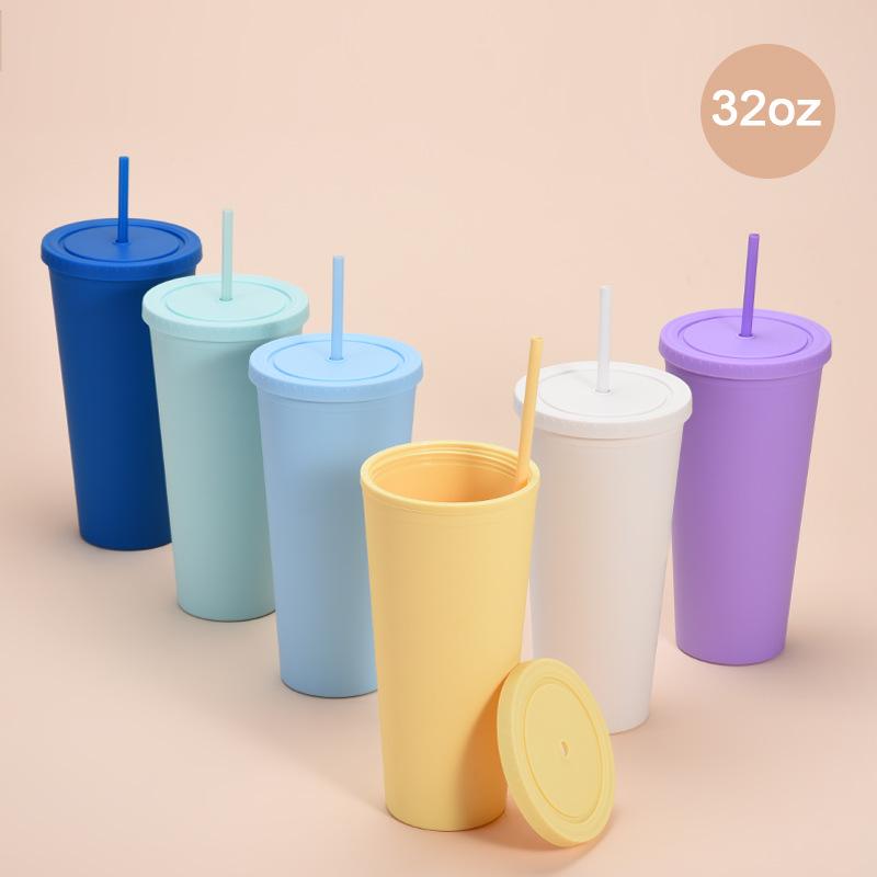 32Oz Large Capacity Double Layer Plastic Cup Candy Color Ribbon Cover Hand Cup As Straw Cup 1000ml небо синє кольору
32Oz Large Capacity Double Layer Plastic Cup Candy Color Ribbon Cover Hand Cup As Straw Cup 1000ml небо синє кольору