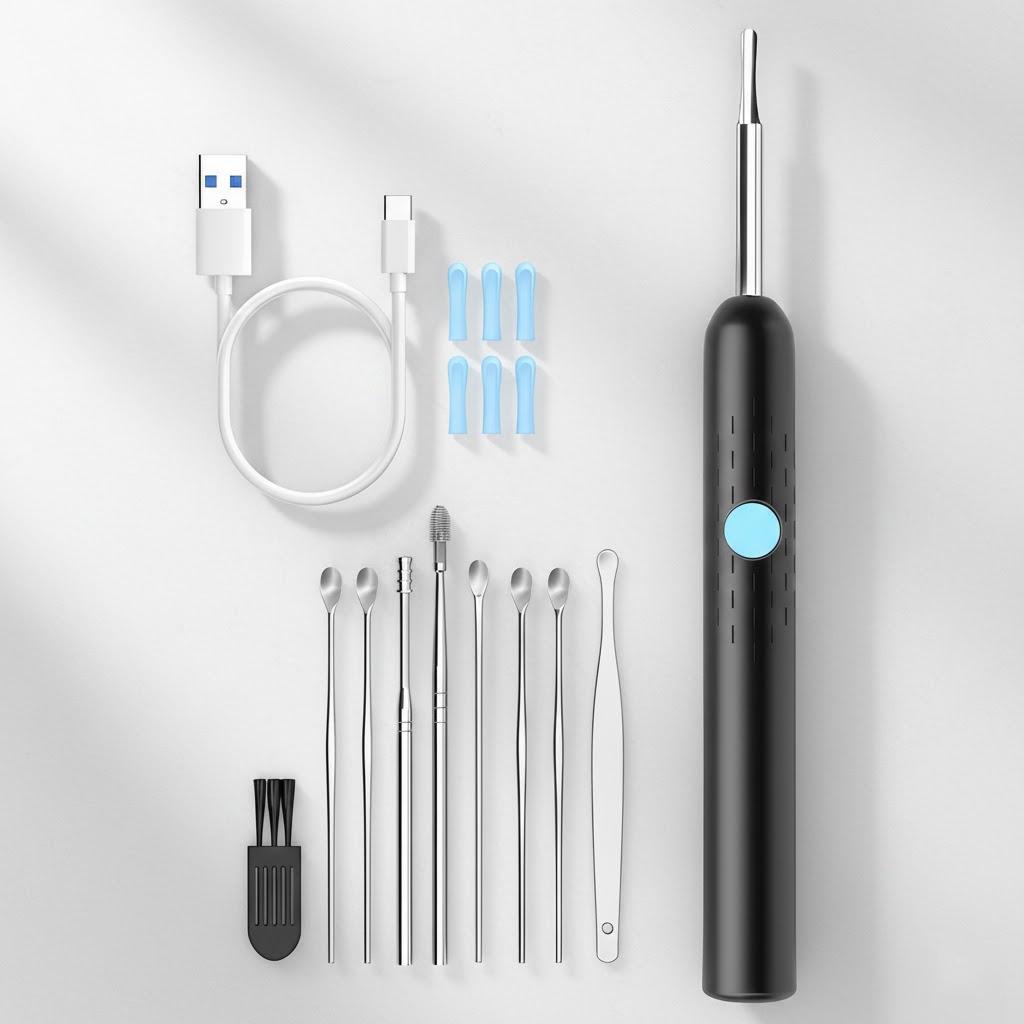 Medical Grade HD Otoscope Ear Cleaner Kit Adjustable Camera LED Light Safe Wax Removal Tool чорний
Medical Grade HD Otoscope Ear Cleaner Kit Adjustable Camera LED Light Safe Wax Removal Tool чорний