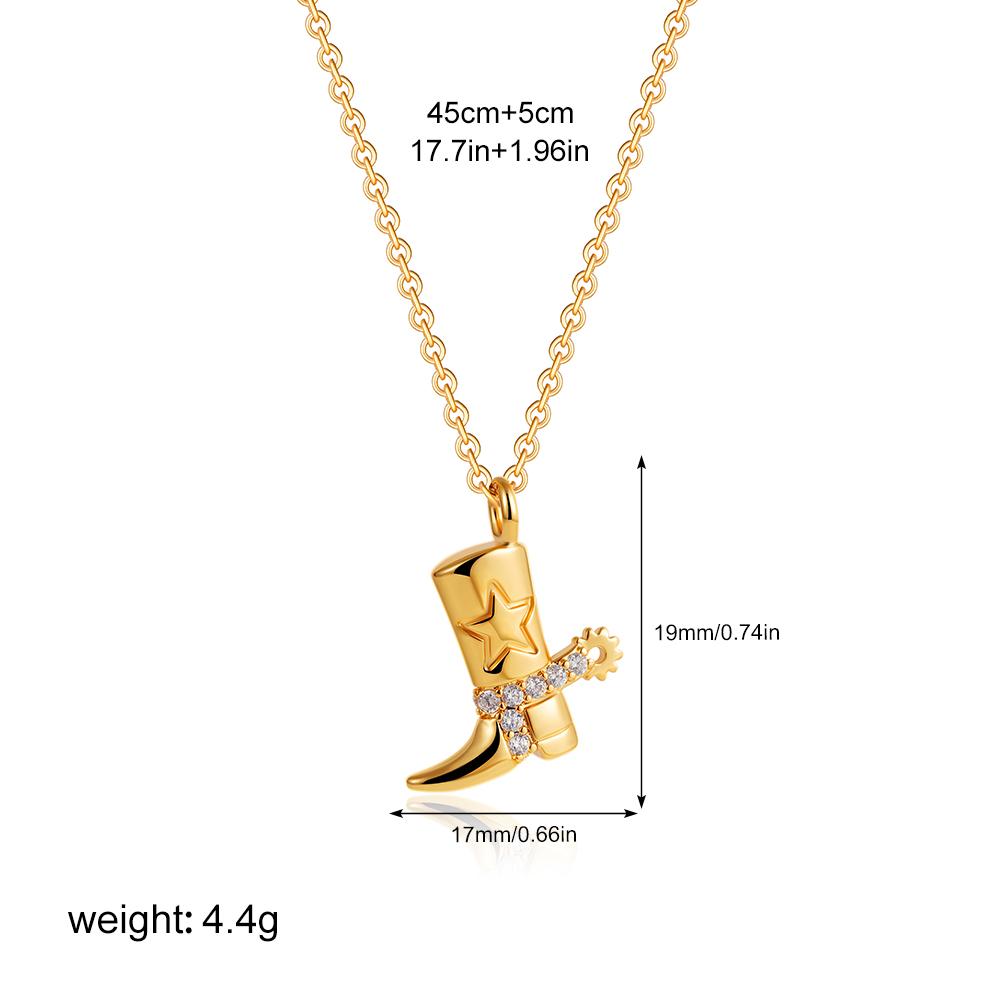 Punk Western Cowboy Boots Stainless Steel Pendant Necklace for Women Charm CZ Zircon Cowboy Boots Choker Delicate Jewelry
Punk Western Cowboy Boots Stainless Steel Pendant Necklace for Women Charm CZ Zircon Cowboy Boots Choker Delicate Jewelry
