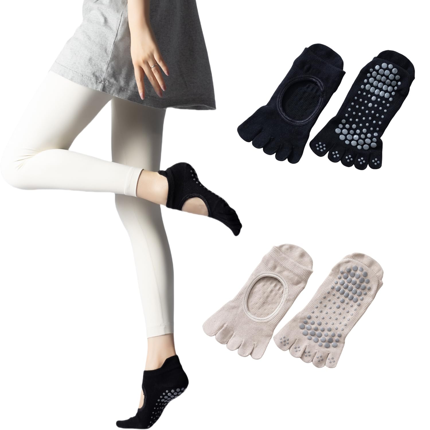 Suerba Pilates and Yoga Air Set of 2 x Women s Five-Toe Socks, Non-Slip, Durable, Conditioning/Sweat Protection, (Black Beige)
Suerba Pilates and Yoga Air Set of 2 x Women s Five-Toe Socks, Non-Slip, Durable, Conditioning/Sweat Protection, (Black Beige)