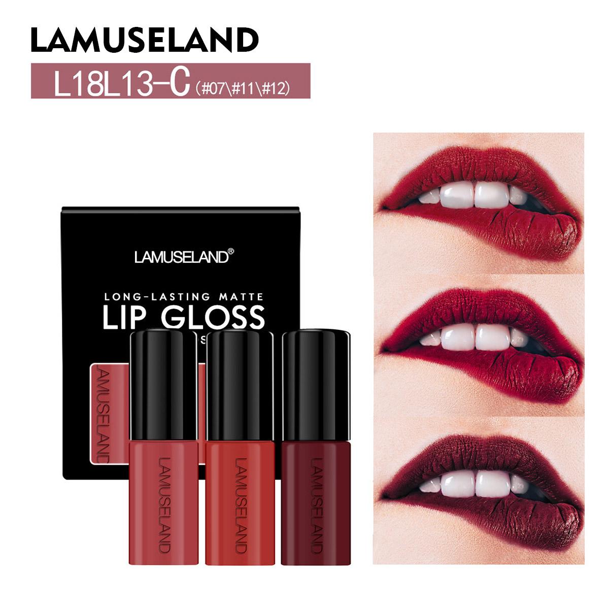 LAMUSELAND 3 шт./компл. милая мини-водостойкая долговечная жидкая помада матовый блеск для губ 3,5 г x 3
LAMUSELAND 3 шт./компл. милая мини-водостойкая долговечная жидкая помада матовый блеск для губ 3,5 г x 3