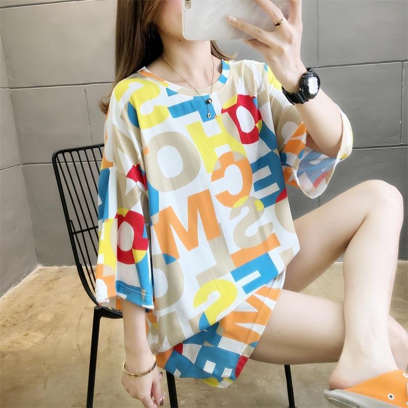 Medium and long summer new short-sleeved t-shirt female students loose large size women s clothing student tide M білий
Medium and long summer new short-sleeved t-shirt female students loose large size women s clothing student tide M білий