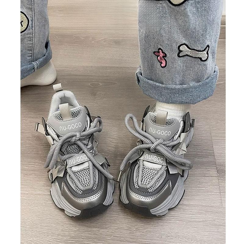 Демонстрация ножек Туфли для маленьких папочек Женская весенне-летняя новая повседневная спортивная обувь из толстой подошвы с сетчатым эффектом и дышащей кожей 40