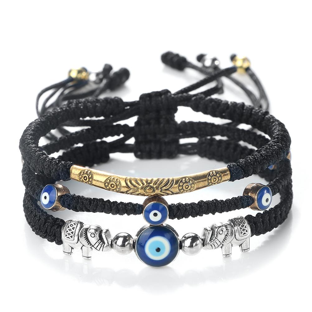 3Pcs/set Classic Braided Bracelet Elephant Evil Eye Metal Pendant Handmade Adjustable Bangles Pulsera Chain Jewelry Valentine чорний
3Pcs/set Classic Braided Bracelet Elephant Evil Eye Metal Pendant Handmade Adjustable Bangles Pulsera Chain Jewelry Valentine чорний