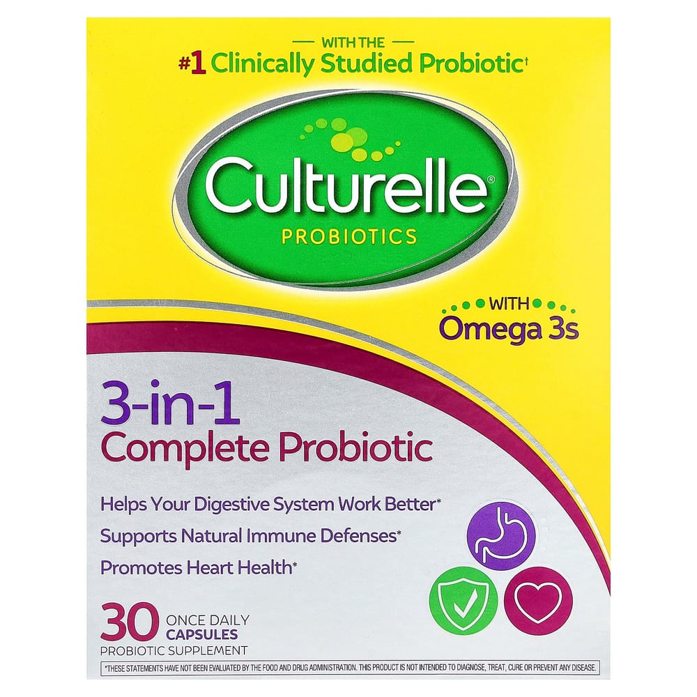 Culturelle Omega-3 Enriched 3-in-1 Complete Probiotic Once-Daily Capsules, 30 Count 30 pcs - 1 ea
Culturelle Omega-3 Enriched 3-in-1 Complete Probiotic Once-Daily Capsules, 30 Count 30 pcs - 1 ea