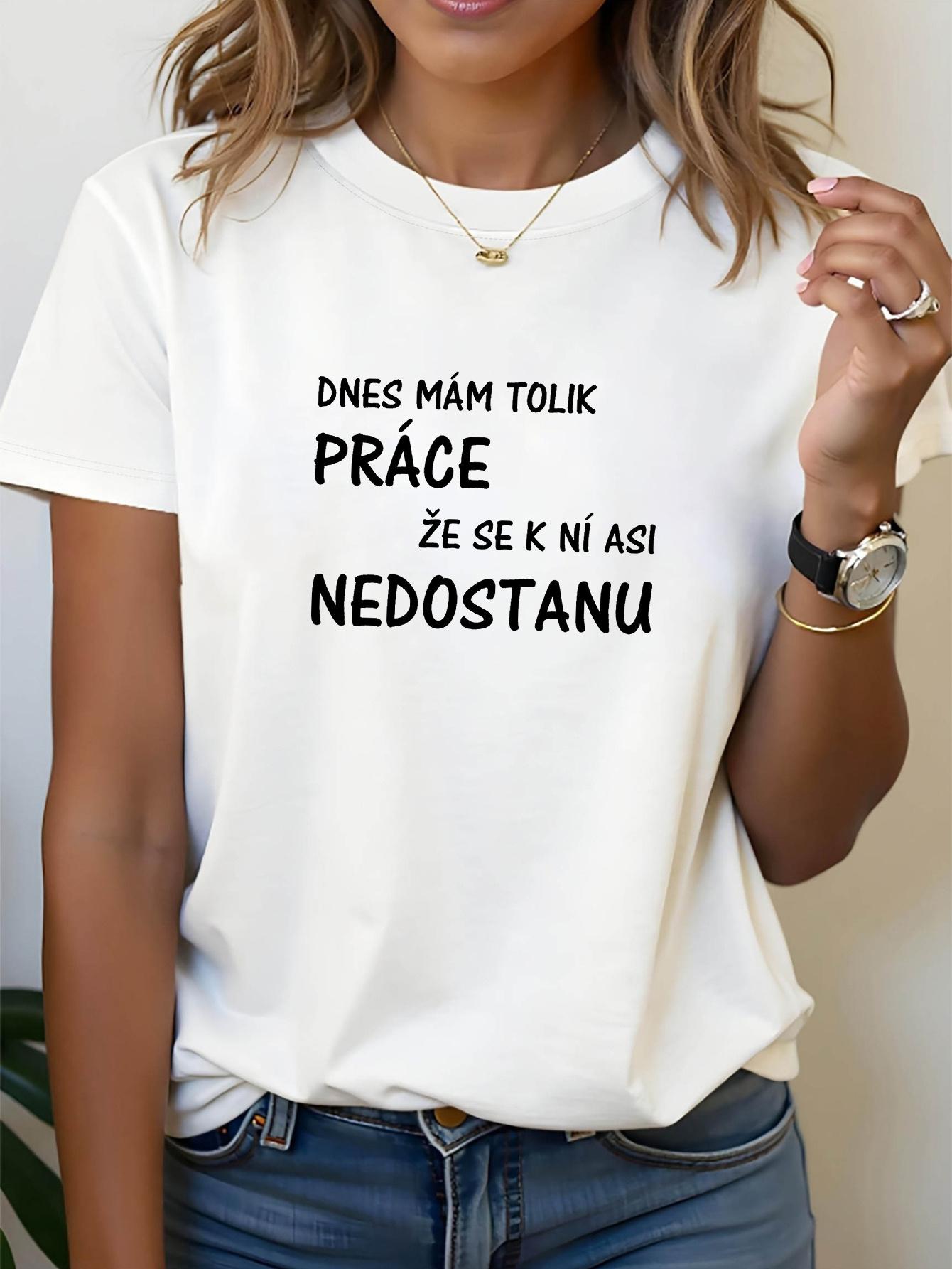 Czech Letter Print T-shirt | Short Sleeve Crew Neck Casual Top for Spring/Summer, Women S Clothing, Ideal for Casual Outings and Festive Gifts 4XL білий
Czech Letter Print T-shirt | Short Sleeve Crew Neck Casual Top for Spring/Summer, Women S Clothing, Ideal for Casual Outings and Festive Gifts 4XL білий