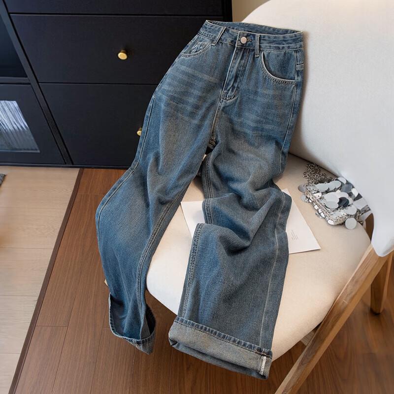 Sibaishi Women s Korean Style Washed Draped Wide-Leg Jeans with Rhinestones S
Sibaishi Women s Korean Style Washed Draped Wide-Leg Jeans with Rhinestones S