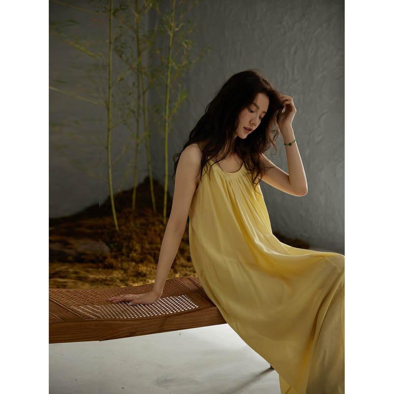 Summer new nightdress cloud cotton yellow suspender dress loose casual beach dress fairy with chest pad M
Summer new nightdress cloud cotton yellow suspender dress loose casual beach dress fairy with chest pad M