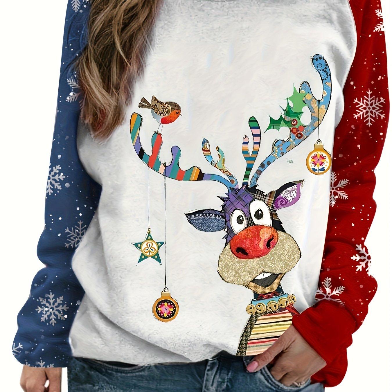 Plus Size Women s Festive Elk Print Long Sleeve Round Neck Casual Top - Soft, Slight Stretch, Comfortable, S
Plus Size Women s Festive Elk Print Long Sleeve Round Neck Casual Top - Soft, Slight Stretch, Comfortable, S