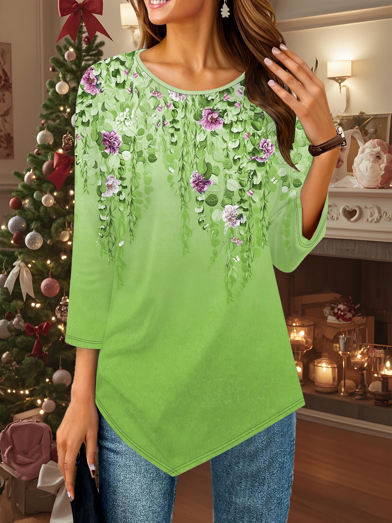 Женская свободная футболка с круглым вырезом и рукавом три четверти, с 3D цветочным узором 8XL зелёный
Женская свободная футболка с круглым вырезом и рукавом три четверти, с 3D цветочным узором 8XL зелёный