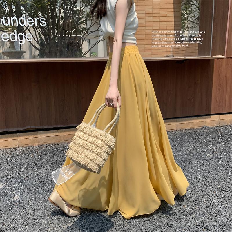 Summer Beach Vacation Skirt Women s Chiffon A-Line Maxi Skirt High Waist Flowy Hem with Elegant Drape & Wide Silhouette S жовтий
Summer Beach Vacation Skirt Women s Chiffon A-Line Maxi Skirt High Waist Flowy Hem with Elegant Drape & Wide Silhouette S жовтий