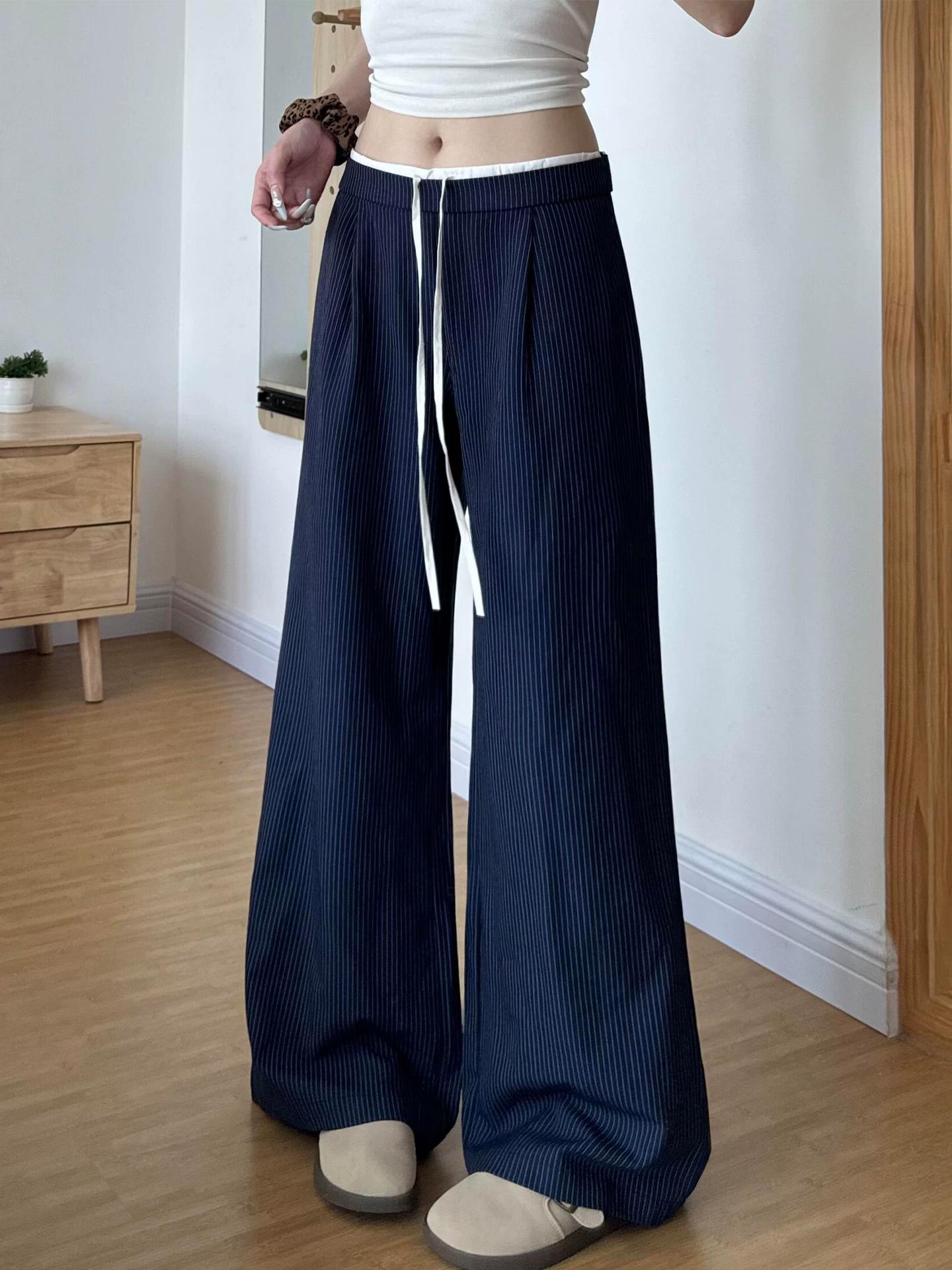 American-Style Blue Striped Suit Pants for Women, New Spring Model for Plus-Size Girls, High-Waisted, Hip-Covering, Slimming, Casual Wide-Leg Pants M синий
American-Style Blue Striped Suit Pants for Women, New Spring Model for Plus-Size Girls, High-Waisted, Hip-Covering, Slimming, Casual Wide-Leg Pants M синий