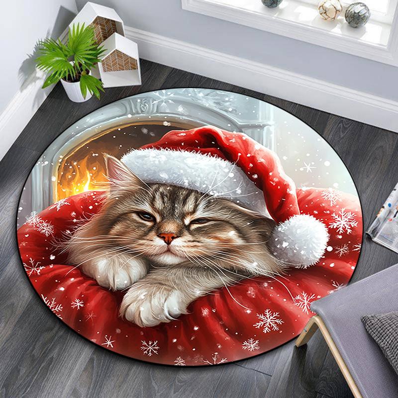 Christmas Cat in Santa Hat Round Area Rug,Carpet Rug for Living Room Bedroom Sofa Playroom Decor,Non-slip Floor Mat 80cmx80cm
Christmas Cat in Santa Hat Round Area Rug,Carpet Rug for Living Room Bedroom Sofa Playroom Decor,Non-slip Floor Mat 80cmx80cm