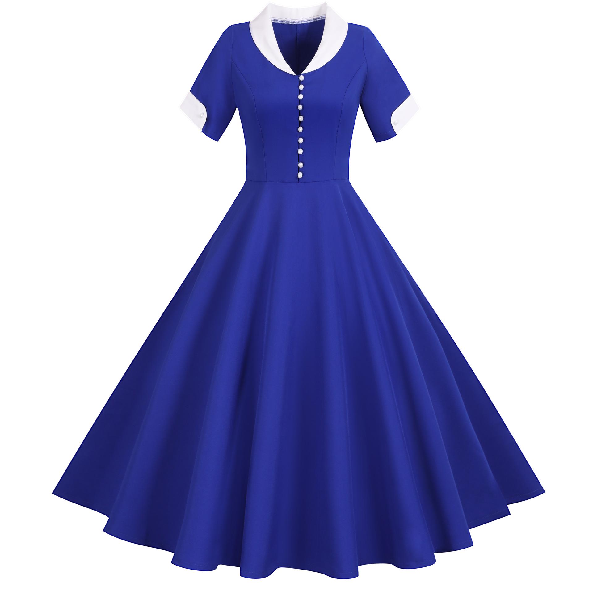Retro Hepburn Short-Sleeve Lapel Dress: European & American Style, Casual Wide Hem, Solid Color Summer Edition. Medium
Retro Hepburn Short-Sleeve Lapel Dress: European & American Style, Casual Wide Hem, Solid Color Summer Edition. Medium