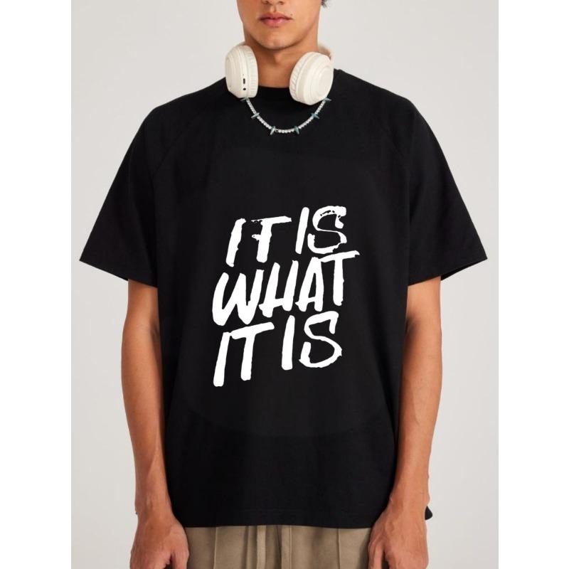 White T-Shirt with It Is What It Is Print for Casual Wear XXXXL чорний
White T-Shirt with It Is What It Is Print for Casual Wear XXXXL чорний