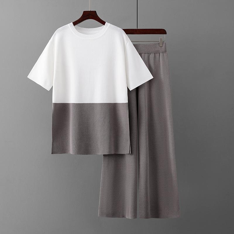 Летняя женская футболка, повседневный модный костюм, свободный тонкий цветной блок, топ с короткими рукавами больших размеров, широкие брюки, комплект из двух предметов One Size
Летняя женская футболка, повседневный модный костюм, свободный тонкий цветной блок, топ с короткими рукавами больших размеров, широкие брюки, комплект из двух предметов One Size
