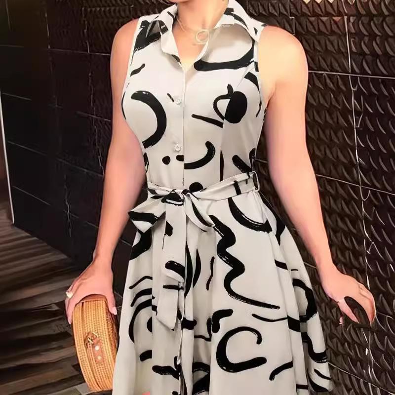 Женское платье-рубашка без рукавов с принтом и завязками - Европейский и американский стиль L бежевый
Женское платье-рубашка без рукавов с принтом и завязками - Европейский и американский стиль L бежевый