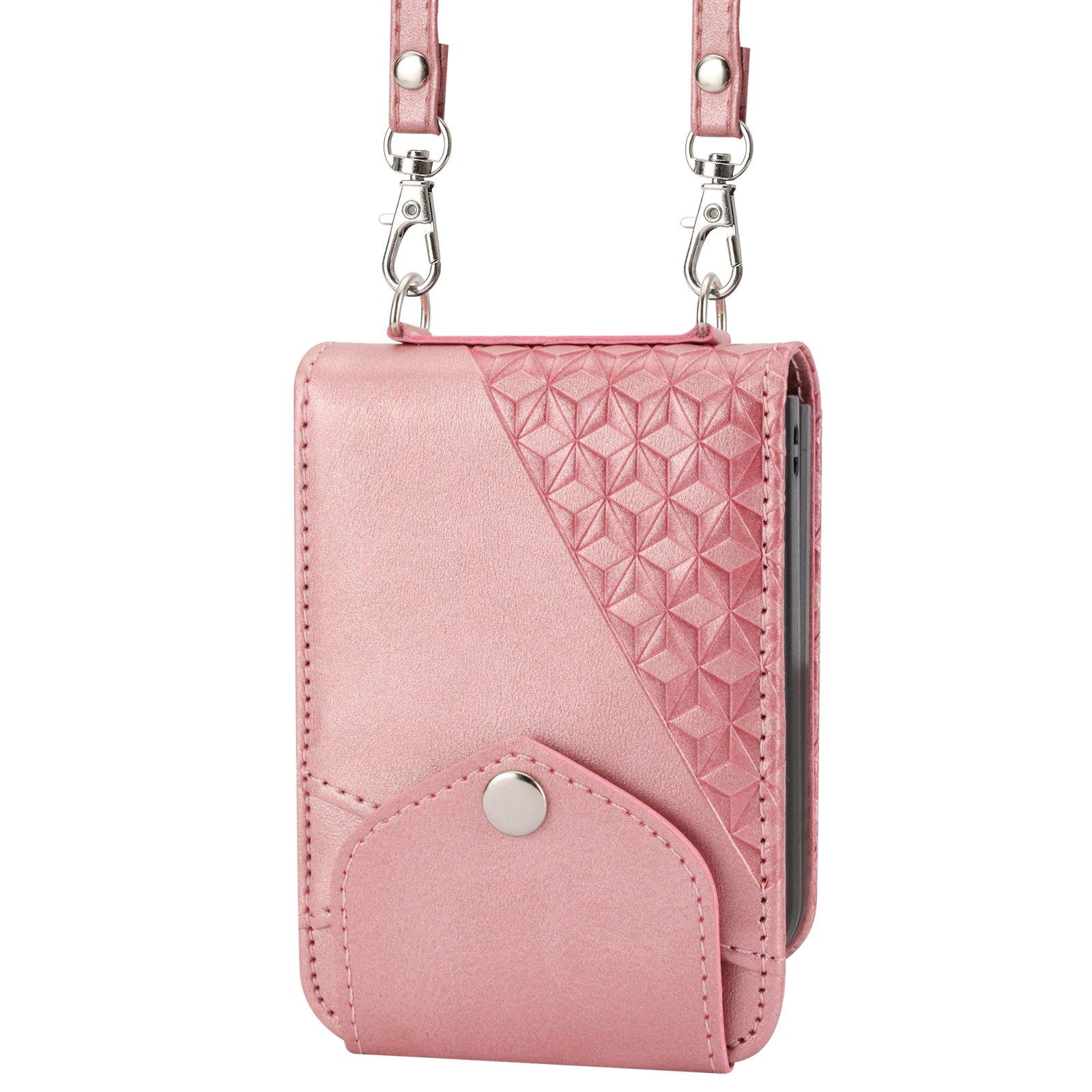 For Samsung Galaxy Z Flip4 5G Imprinted Rhombus Pattern Calf Texture PU Leather Case Card Holder Stand Phone Case with Shoulder Strap Rose Gold
For Samsung Galaxy Z Flip4 5G Imprinted Rhombus Pattern Calf Texture PU Leather Case Card Holder Stand Phone Case with Shoulder Strap Rose Gold