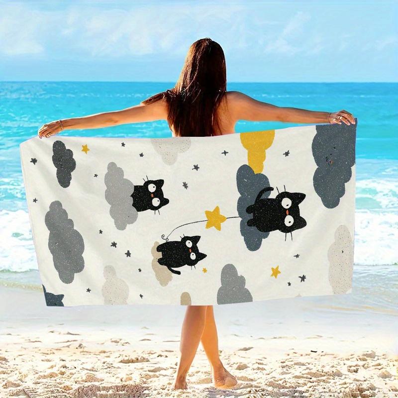 Black Cats Cloud Beach Towel, Three Playful Cats Yellow Stars Cream Background Soft Microfiber Unisex for Travel Camping W40*H60(CM)
Black Cats Cloud Beach Towel, Three Playful Cats Yellow Stars Cream Background Soft Microfiber Unisex for Travel Camping W40*H60(CM)