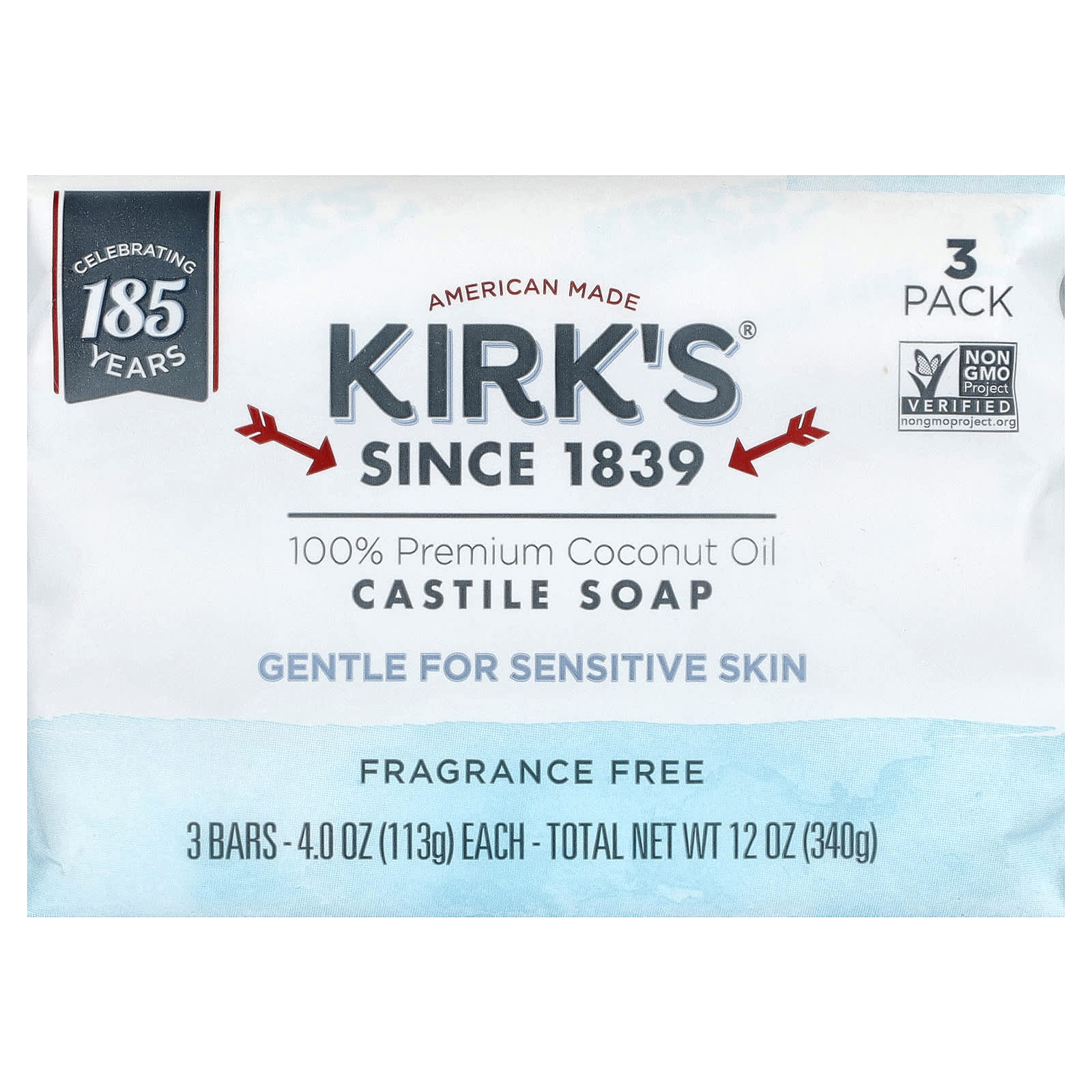 Kirk S, 100% Premium Coconut Oil Castile Bar Soap, Fragrance Free, 3 Count, 113G (4Oz) Each
Kirk S, 100% Premium Coconut Oil Castile Bar Soap, Fragrance Free, 3 Count, 113G (4Oz) Each