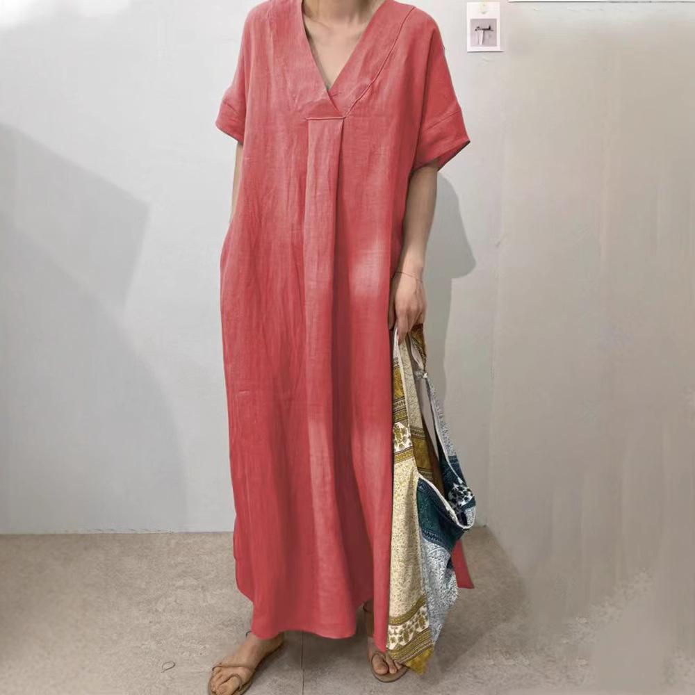 V-Neck Linen Blend Dress-Casual Short Sleeve Solid Color Retro Maxi Dress, Relaxed Fit Breathable Women s Sundress with Pocket, Boho Outfit XXXL темно-синього кольору
V-Neck Linen Blend Dress-Casual Short Sleeve Solid Color Retro Maxi Dress, Relaxed Fit Breathable Women s Sundress with Pocket, Boho Outfit XXXL темно-синього кольору
