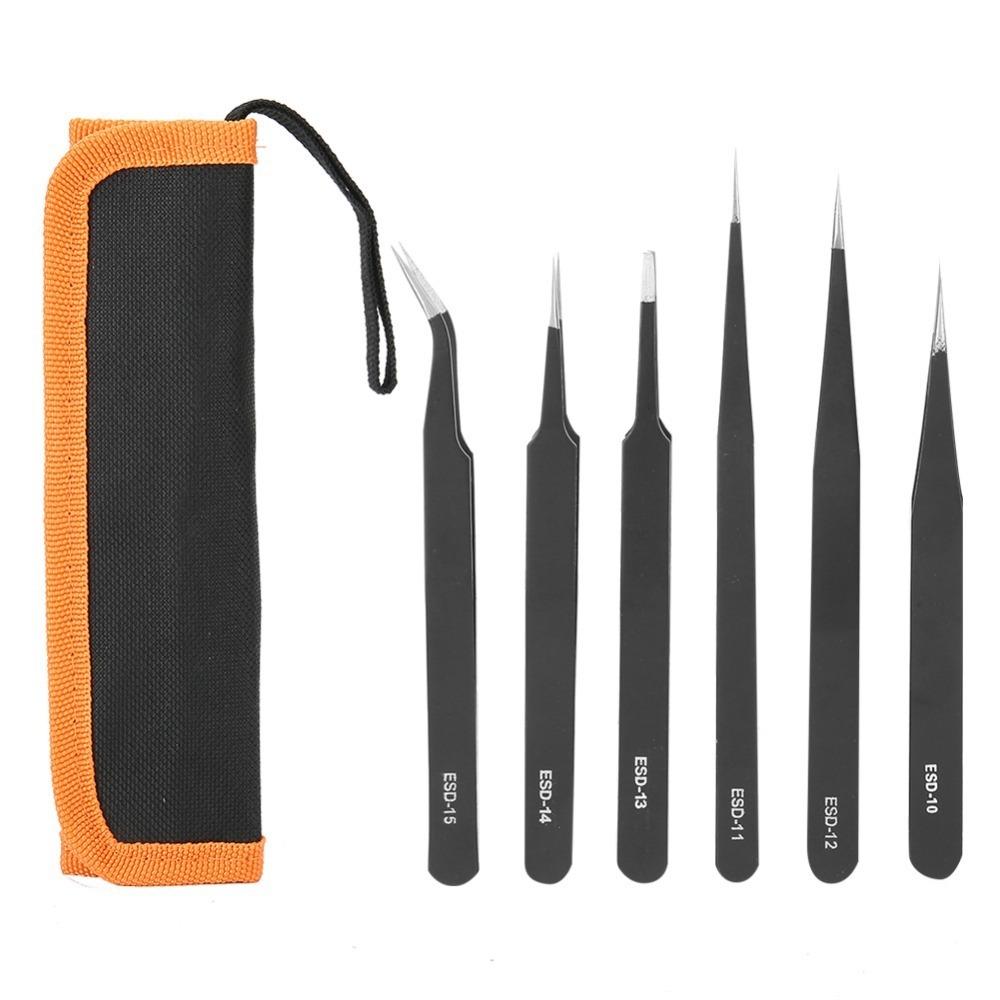 6Pcs Portable 1.5mm Stainless Steel Tweezers Stainless Steel Black Watch Repair Tool Nail Art Tweezers Electronics Repair
6Pcs Portable 1.5mm Stainless Steel Tweezers Stainless Steel Black Watch Repair Tool Nail Art Tweezers Electronics Repair