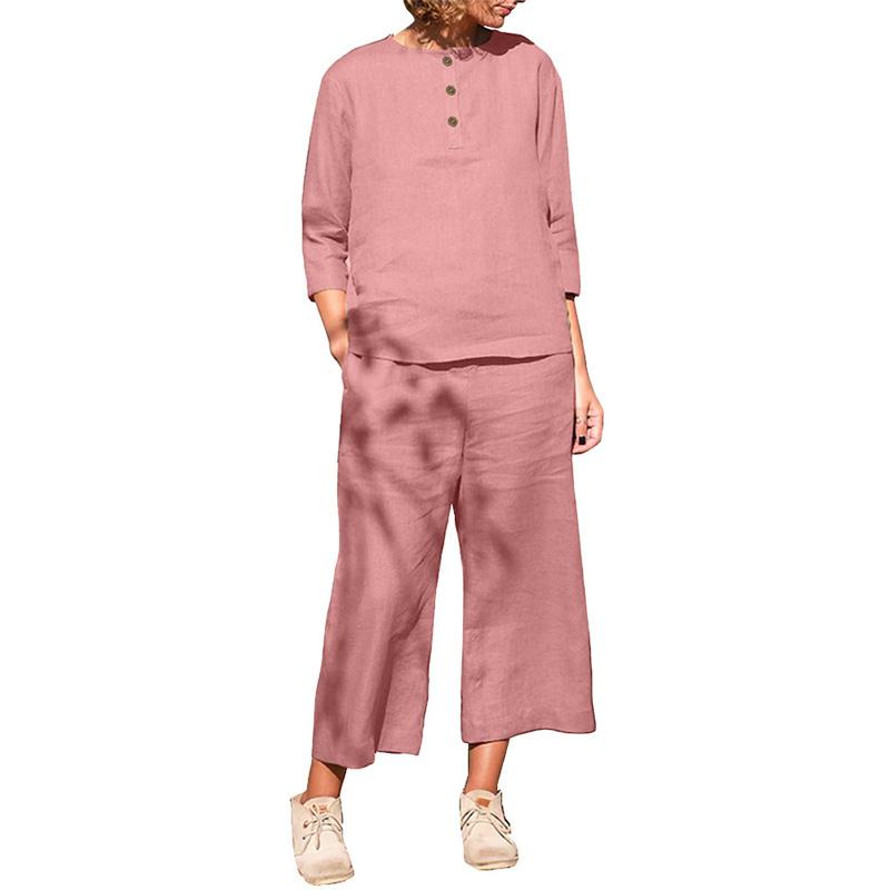 ZANZEA Женская блузка с рукавом 3/4 и брюки повседневные комплекты из двух предметов 2XL розовый
ZANZEA Женская блузка с рукавом 3/4 и брюки повседневные комплекты из двух предметов 2XL розовый