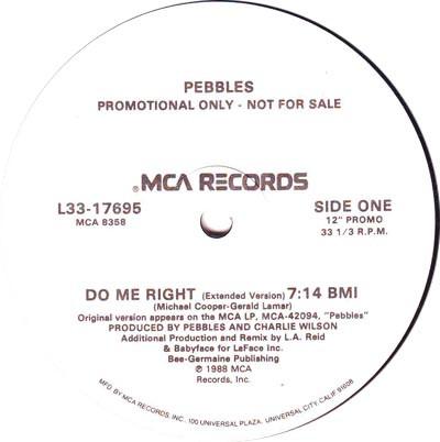 12inch Record PEBBLES Do Me Right L3317695PROMO MCA Records 1988 US SoulFunk Used
12inch Record PEBBLES Do Me Right L3317695PROMO MCA Records 1988 US SoulFunk Used