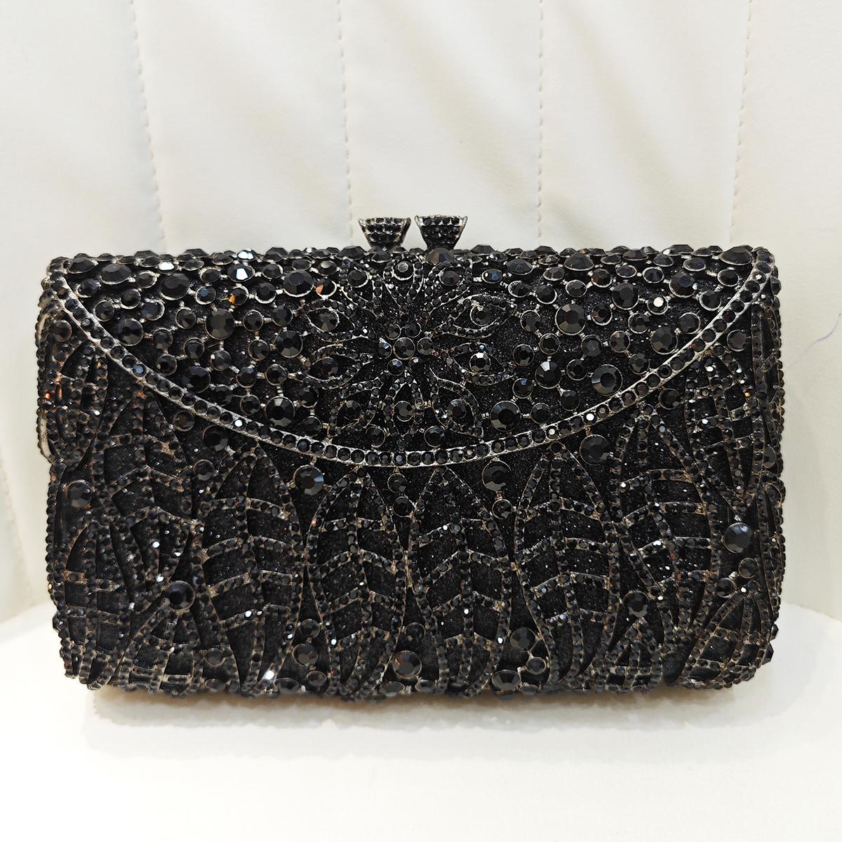 Black/Gold Diamond Evening Bags Luxury Women Crystal Party Prom Handbags Cocktail Purses Mini Leaf Rhinestone Clutches Purses 19cmX11.5cmX6cm
Black/Gold Diamond Evening Bags Luxury Women Crystal Party Prom Handbags Cocktail Purses Mini Leaf Rhinestone Clutches Purses 19cmX11.5cmX6cm