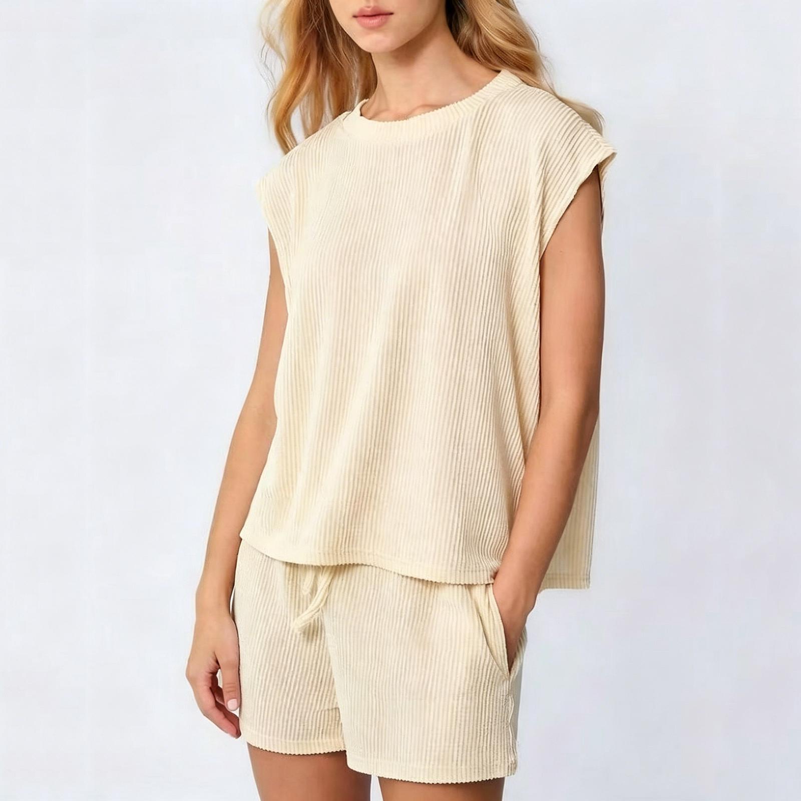 Women Sleeveless Pullover Top and Shorts Set Casual Loose Fit Round Neck Summer Lounge Wear Two Piece Outfit S бежевый
Women Sleeveless Pullover Top and Shorts Set Casual Loose Fit Round Neck Summer Lounge Wear Two Piece Outfit S бежевый