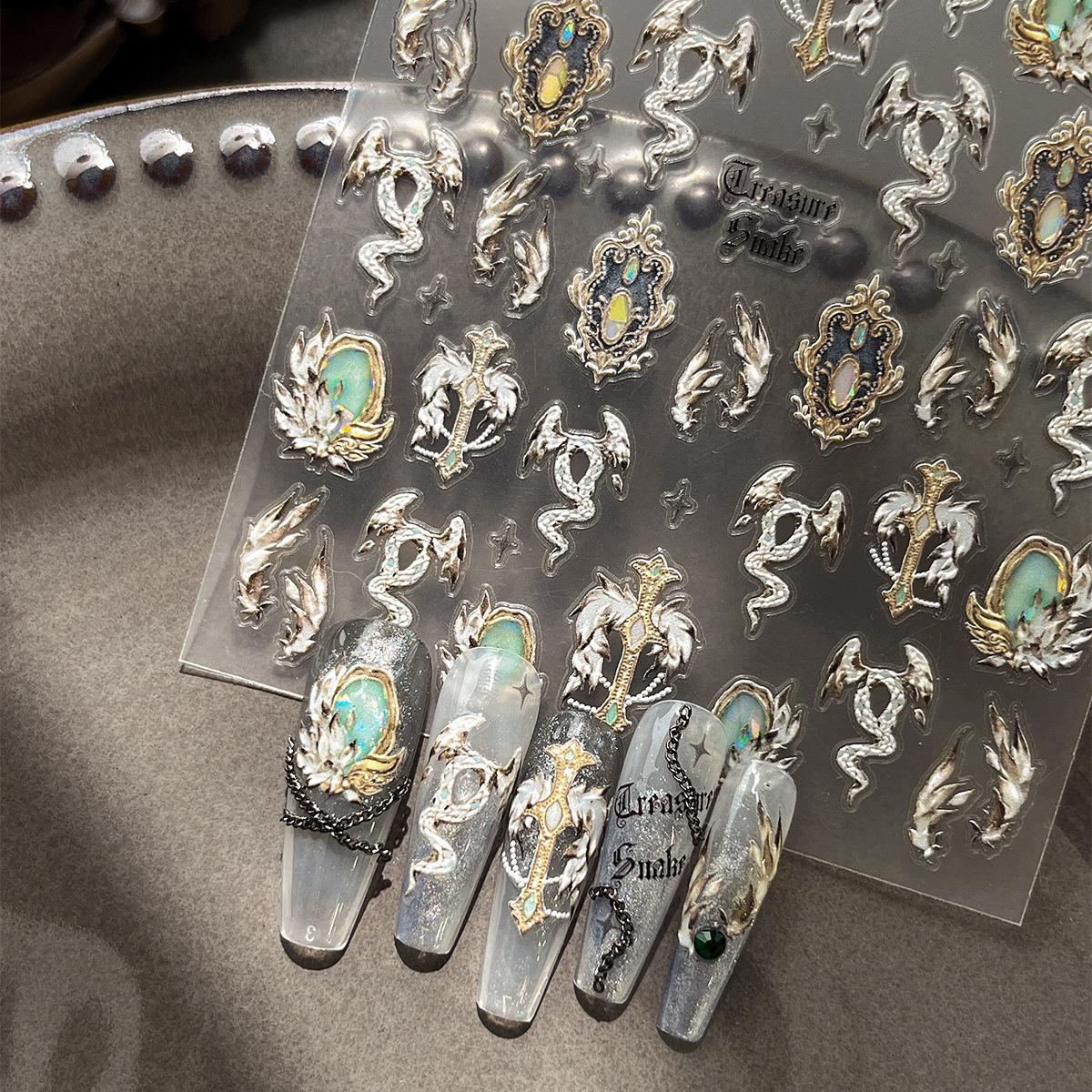YITU Iridescent Light Luxury Snake Nail Stickers - Retro Shell Design with Adhesive Backing (Model YT4297)
YITU Iridescent Light Luxury Snake Nail Stickers - Retro Shell Design with Adhesive Backing (Model YT4297)
