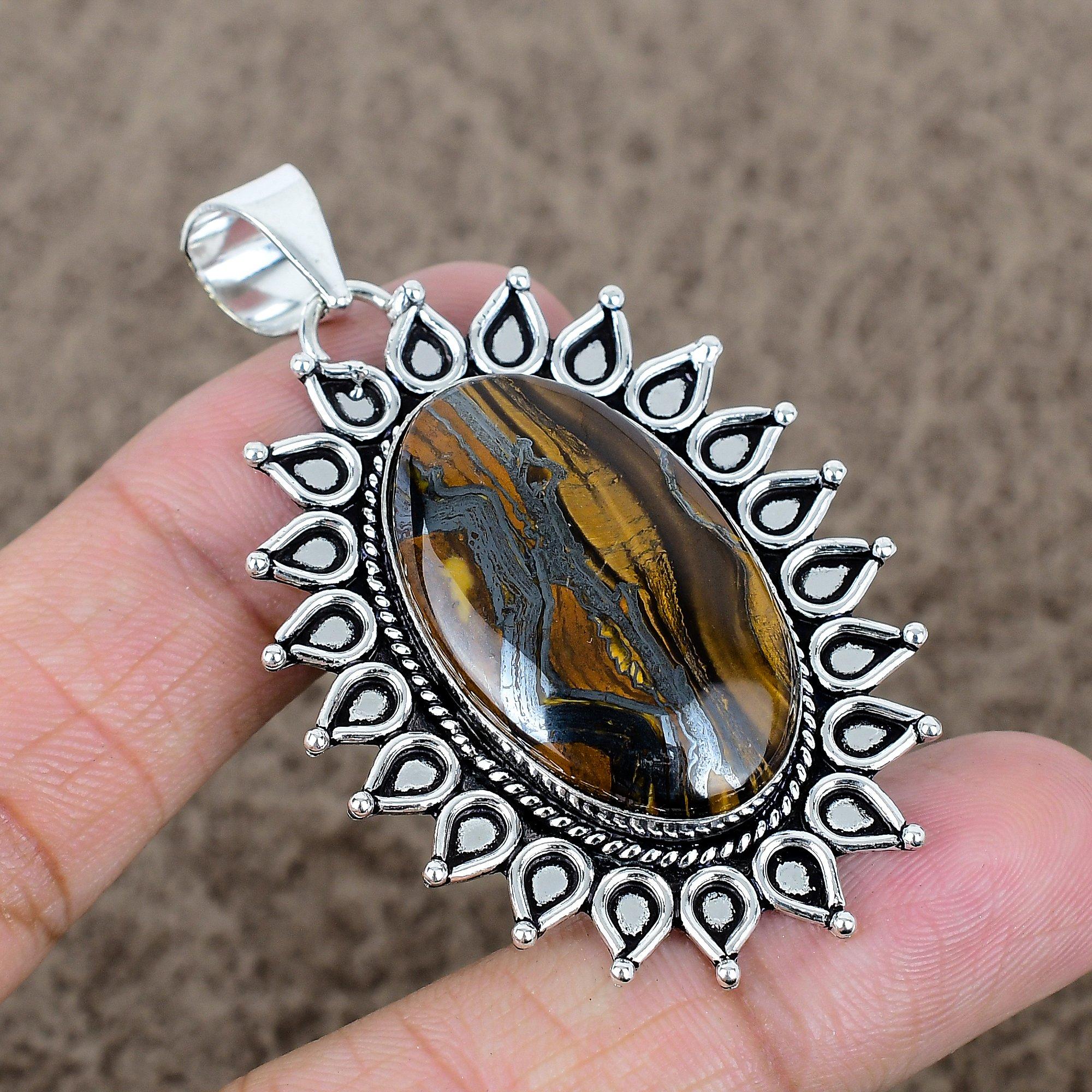 Tiger Eye Gemstone Handmade 925 Sterling Silver Jewelry Pendant 2.40 KKG-755
Tiger Eye Gemstone Handmade 925 Sterling Silver Jewelry Pendant 2.40 KKG-755