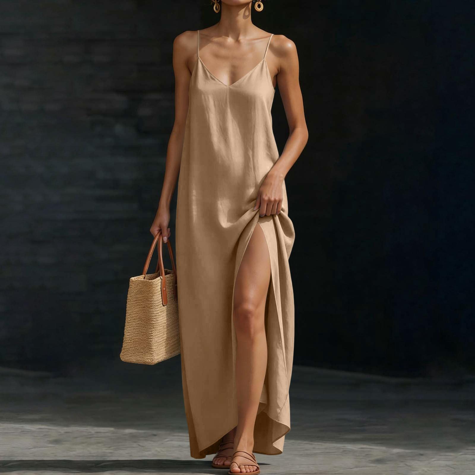 Women’s Sleeveless Maxi Dress with Adjustable Spaghetti Straps and Side Slit Relaxed Fit Long Sundress for Summer Beachwear M хаки
Women’s Sleeveless Maxi Dress with Adjustable Spaghetti Straps and Side Slit Relaxed Fit Long Sundress for Summer Beachwear M хаки