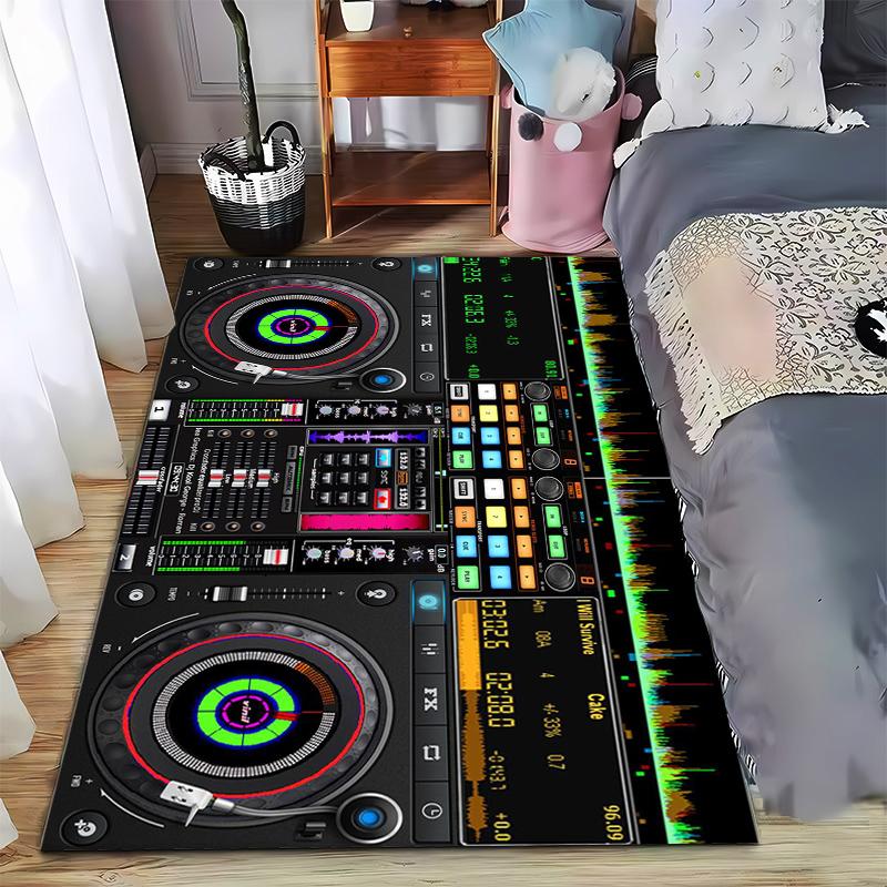 Ковер в стиле DJ-микшера с вертушкой, эквалайзером и ярким графическим дизайном. Подходит для использования в качестве противоскользящего покрытия для гостиной и спальни. 40x60cm( 15x23in )
Ковер в стиле DJ-микшера с вертушкой, эквалайзером и ярким графическим дизайном. Подходит для использования в качестве противоскользящего покрытия для гостиной и спальни. 40x60cm( 15x23in )