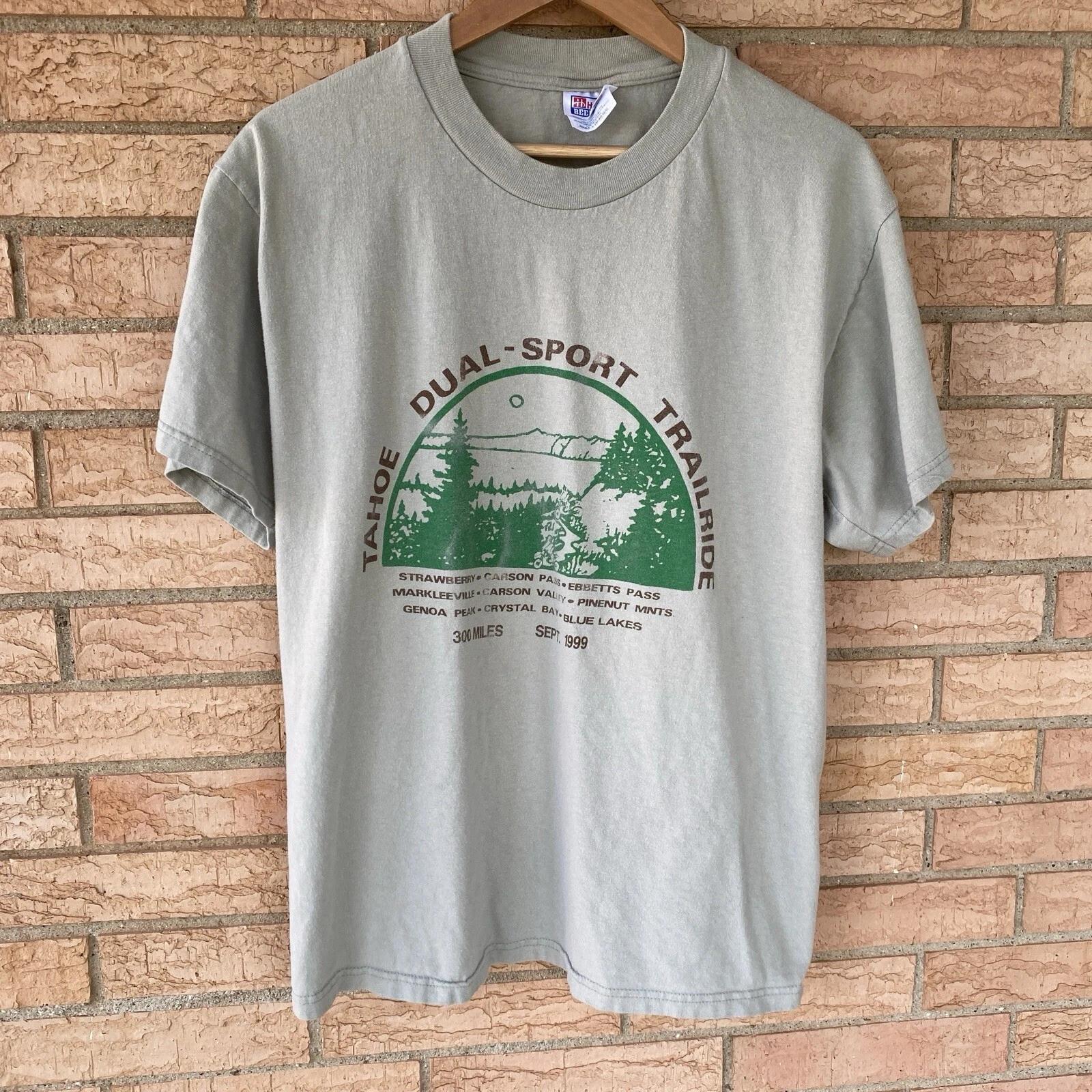 1999 Tahoe Dual-Sport Trailride graphic t-shirt size Large forest lake biking 2XL
1999 Tahoe Dual-Sport Trailride graphic t-shirt size Large forest lake biking 2XL