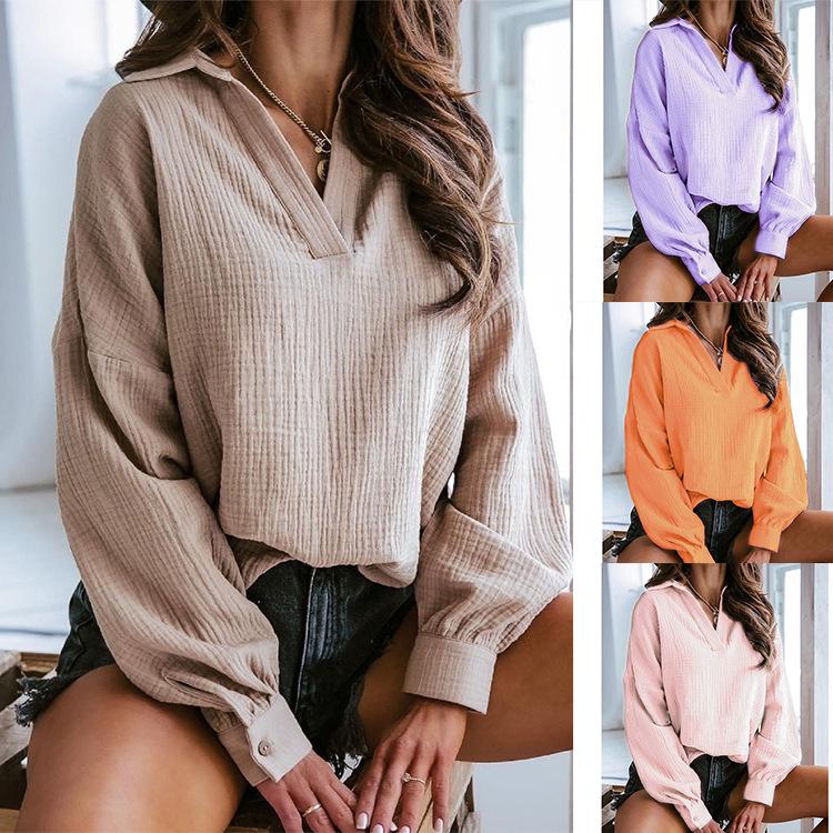 2025 autumn and winter new lapel lantern long-sleeved solid color shirt women s top S белый
2025 autumn and winter new lapel lantern long-sleeved solid color shirt women s top S белый