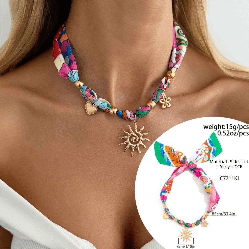 Bohemian INS Printed Scarf Necklace Stylish Comfortable Flower Pendant Lightweight Trendy Vacation Jewelry Vacation Wear
Bohemian INS Printed Scarf Necklace Stylish Comfortable Flower Pendant Lightweight Trendy Vacation Jewelry Vacation Wear