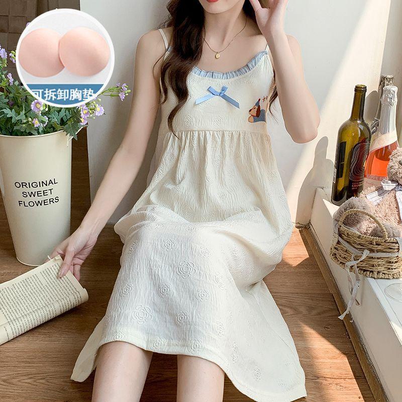 Suspender nightdress women s summer sleeveless cloud cotton embossed with chest pad removable cute sweet new pajamas skirt 160(M)
Suspender nightdress women s summer sleeveless cloud cotton embossed with chest pad removable cute sweet new pajamas skirt 160(M)