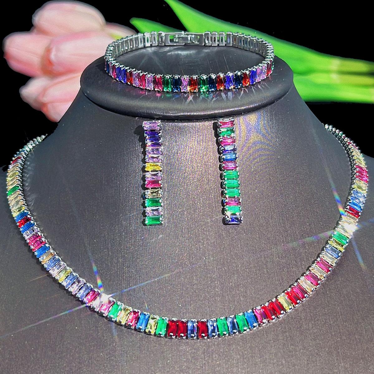 2026 Light Luxury High-end Color Zircon Necklace Niche Trendy Popular Bracelet Temperament European and American Set Jewelry 45CM
2026 Light Luxury High-end Color Zircon Necklace Niche Trendy Popular Bracelet Temperament European and American Set Jewelry 45CM