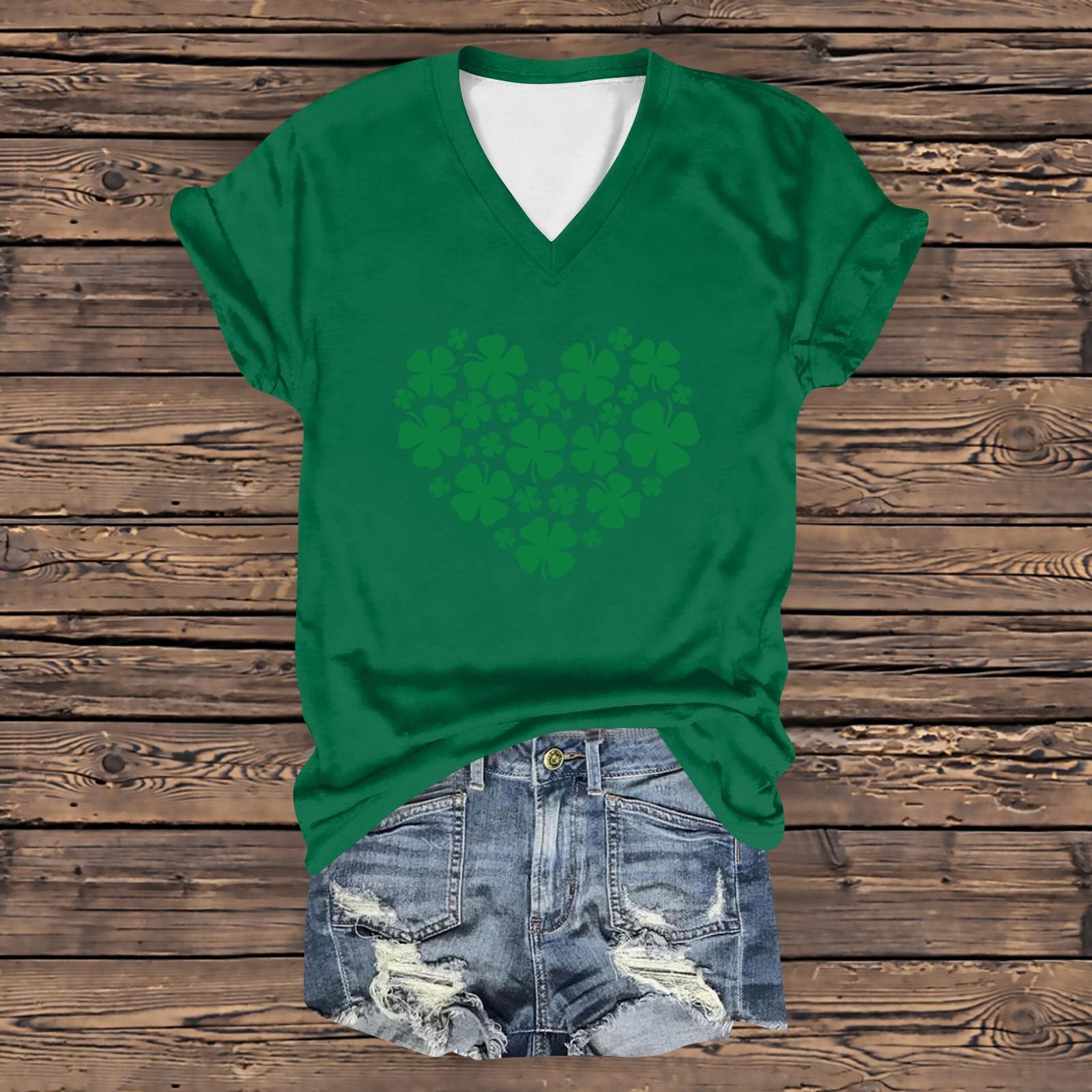 Женская повседневная свободная одежда St. Футболка с короткими рукавами и V-образным вырезом с принтом ко Дню Святого Патрика XL
Женская повседневная свободная одежда St. Футболка с короткими рукавами и V-образным вырезом с принтом ко Дню Святого Патрика XL