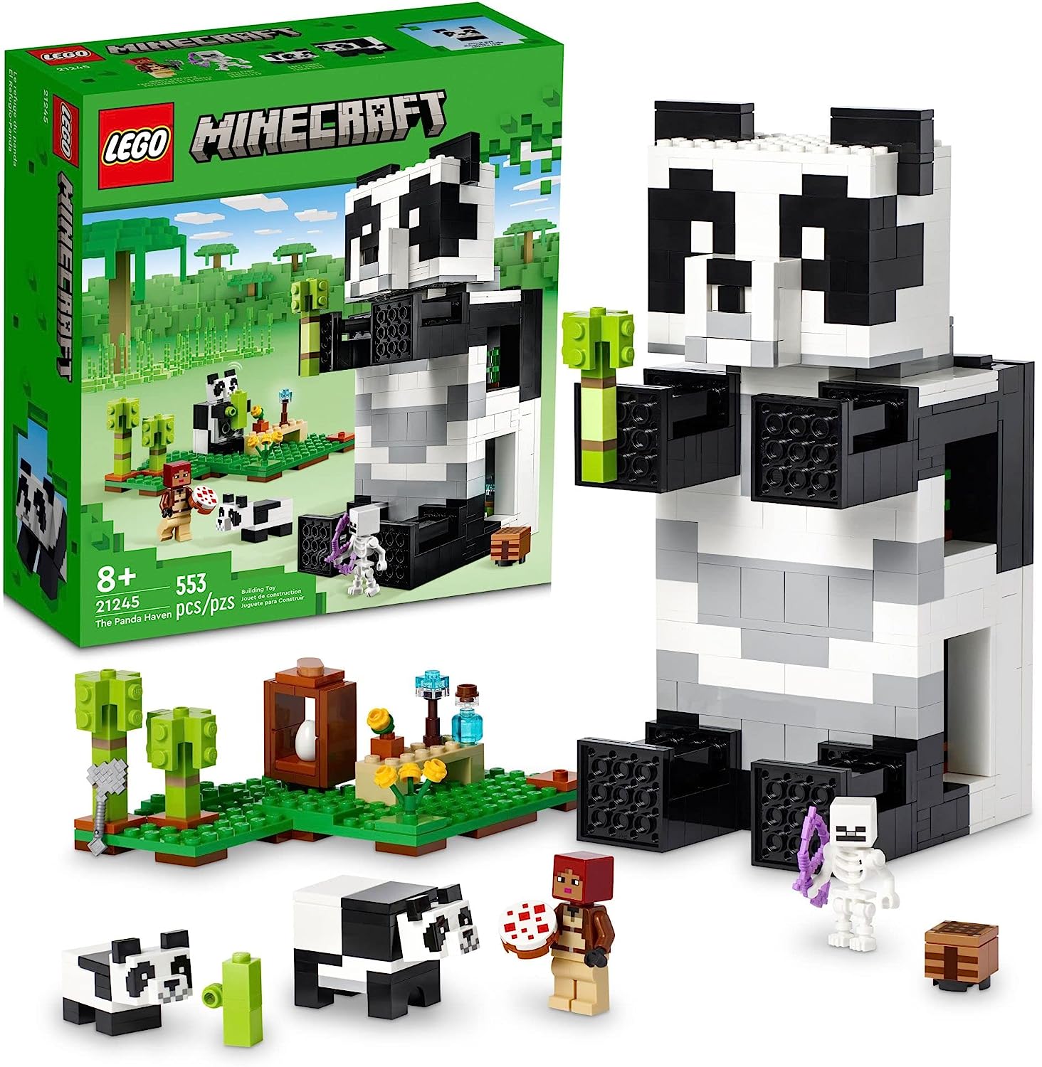 LEGO Minecraft The Panda Haven 21245, подвижный игрушечный домик с фигурками животных детенышей панды, игрушки для детей, мальчиков и девочек от 8 лет, идея подарка
LEGO Minecraft The Panda Haven 21245, подвижный игрушечный домик с фигурками животных детенышей панды, игрушки для детей, мальчиков и девочек от 8 лет, идея подарка