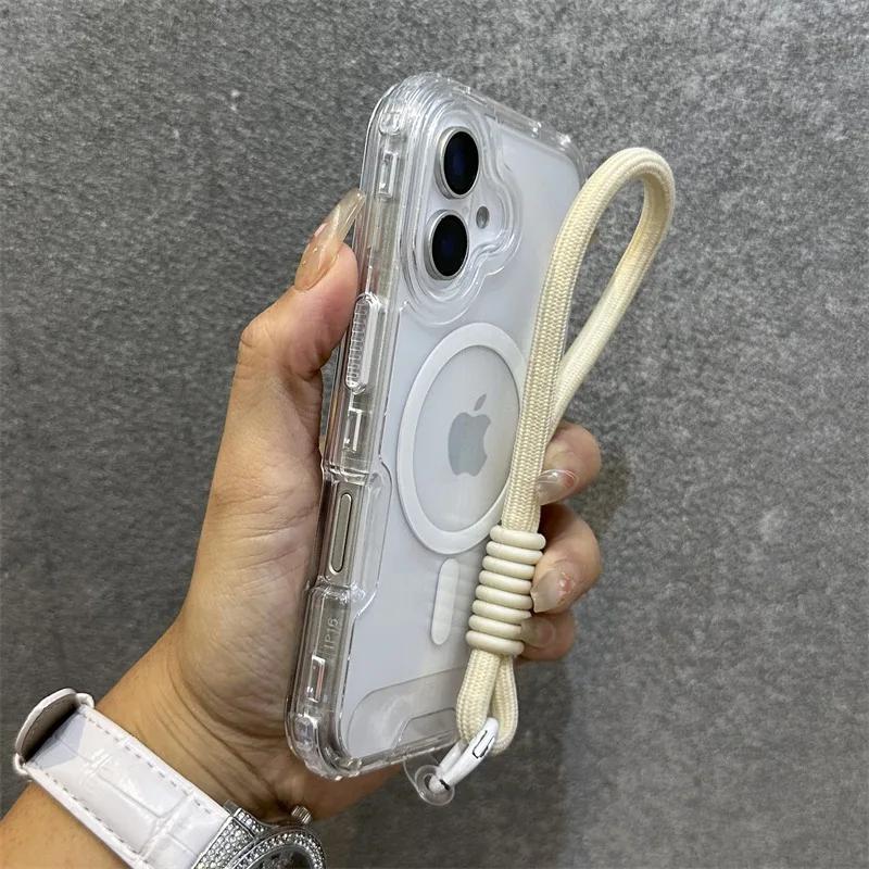for Magsafe Transparent Wrist Strap Case for iPhone 16 15 14 17 Pro Max Plus 12 13 11 17 Air Lanyard Armor Hard Shockproof Cover for iPhone 12 Pro
for Magsafe Transparent Wrist Strap Case for iPhone 16 15 14 17 Pro Max Plus 12 13 11 17 Air Lanyard Armor Hard Shockproof Cover for iPhone 12 Pro