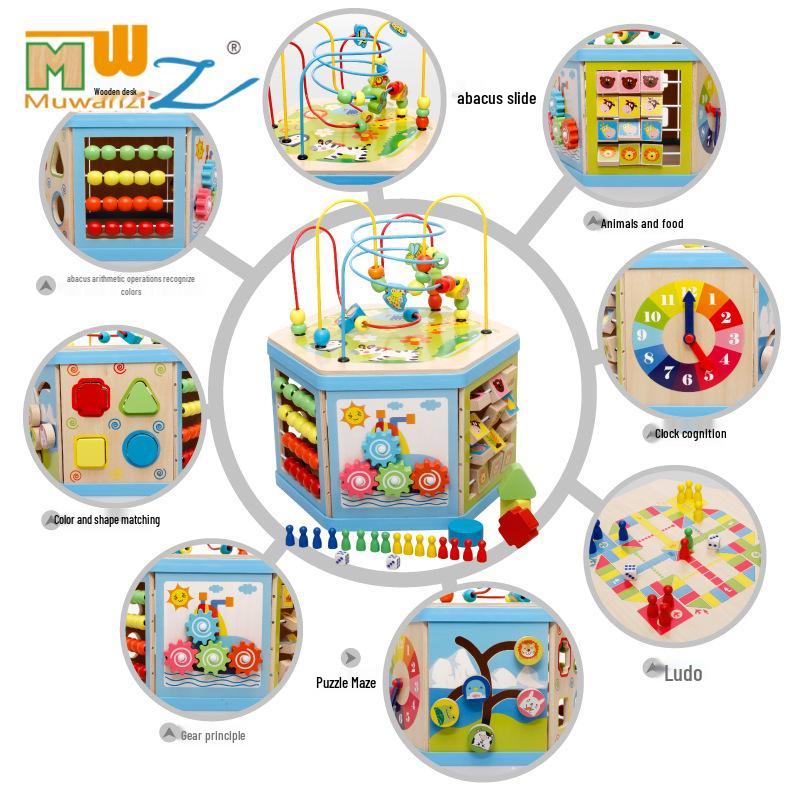 Hexagonal Wooden Bead Maze & Stringing Baby Toy - Educational & Multifunctional Six-Sided Learning Box
Hexagonal Wooden Bead Maze & Stringing Baby Toy - Educational & Multifunctional Six-Sided Learning Box