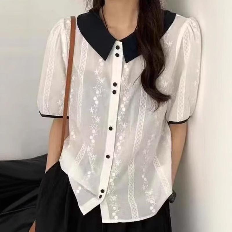 Women s Korean Jacquard Color Block Turn-Down Collar Short Sleeve Shirt - Fashionable and Versatile Summer Top L белый
Women s Korean Jacquard Color Block Turn-Down Collar Short Sleeve Shirt - Fashionable and Versatile Summer Top L белый